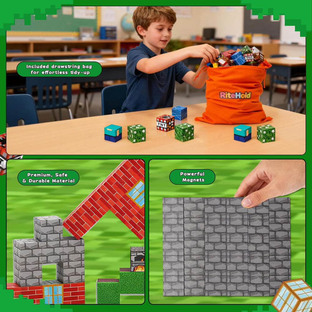 RiteHold kids ages 3-10 enjoy hands-on creativity with magnetic blocks.