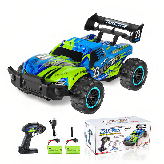RiteHold RC car in all-terrain mode on grass for outdoor action.