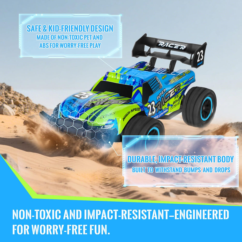 RiteHold RC car close-up of rugged chassis shows durability.