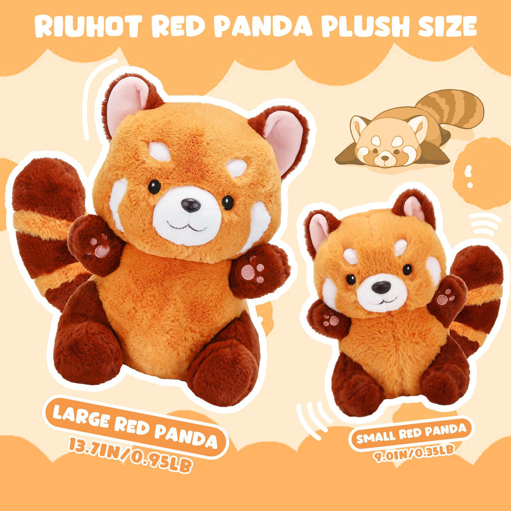 Riuhot Big Red Panda Plush face detail captures round eyes and a smiling mouth.