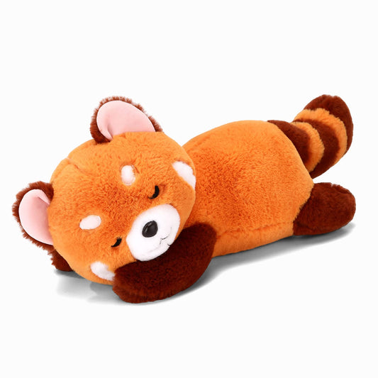 Riuhot red panda pillow front view shows cuddly design for cozy hugs.
