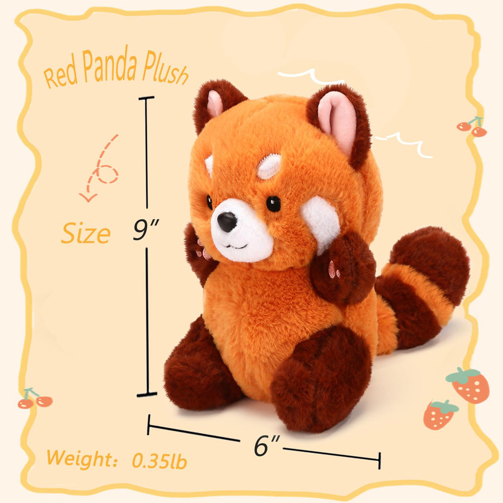 Riuhot red panda plush eyes and smile detail
