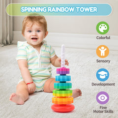 Riuja spinning toy in action demonstrates spin and stack play for endless learning