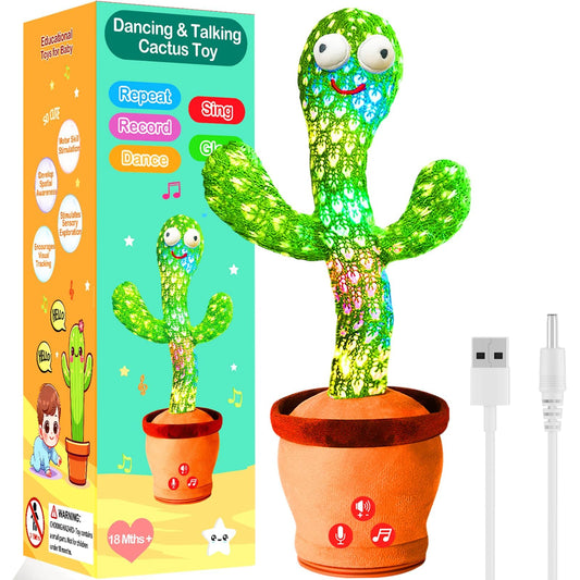River Mill rechargeable dancing cactus toy with a soft plush design and kid-safe features.