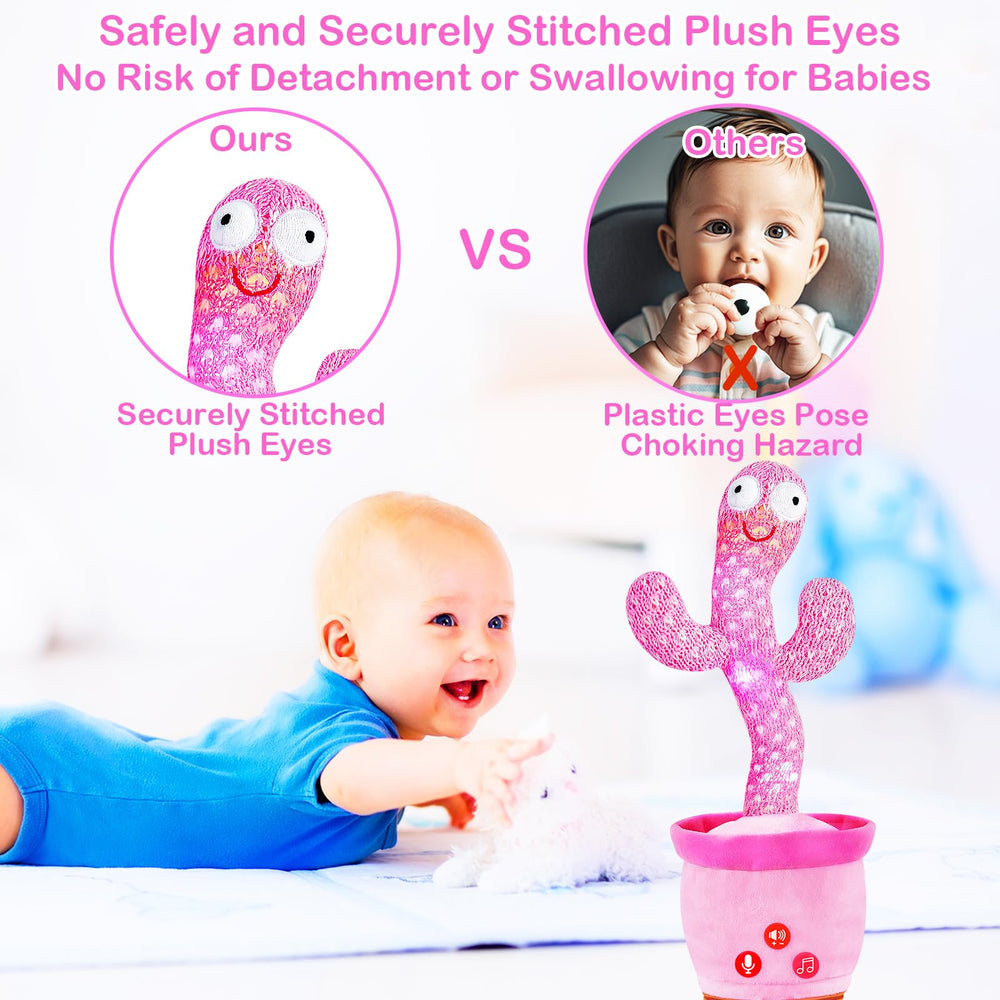 River Mill cactus toy close-up highlighting safe stitched eyes and durable fabric