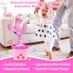 River Mill cactus toy close-up showing built-in English songs for early learning