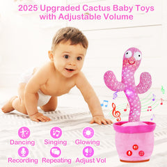 River Mill cactus toy side view showing adjustable volume for gentle play sessions