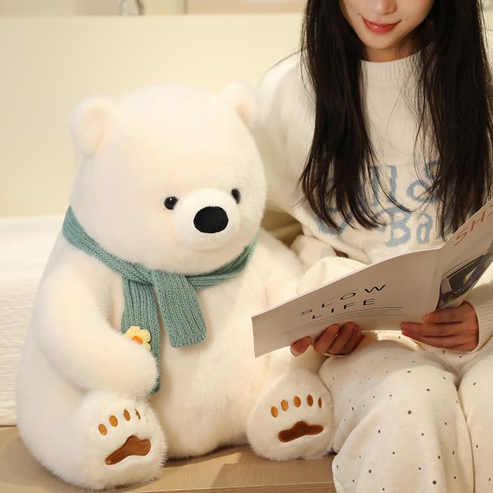 Riverwar Big Polar Bear Plush, 18-inch cuddly size for cozy bedtime hugs.