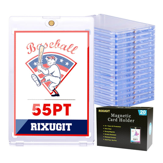 RIXUGIT 55pt one-touch card holder front view with crystal-clear protection for trading cards