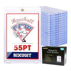 RIXUGIT 55pt one-touch card holder front view with crystal-clear protection for trading cards