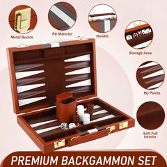 RIZENCE backgammon pieces and dice ready for instant setup.