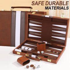 RIZENCE travel-friendly backgammon set with handle.