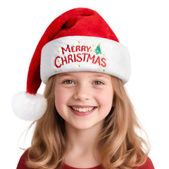 RJVW Christmas Santa hat for kids with plush velvet suitable for holiday photos