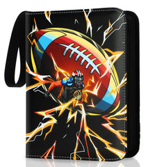 RKSSWS football card binder front cover showing durable PU leather and zipper protection