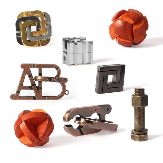 RLYLF brain teaser wooden–metal 3D interlock puzzle for on-the-go focus.