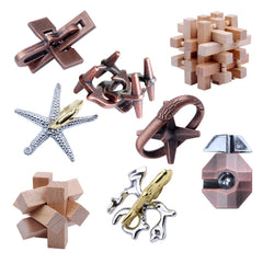 RLYLF wooden and metal brain teaser puzzle assembly enhances concentration