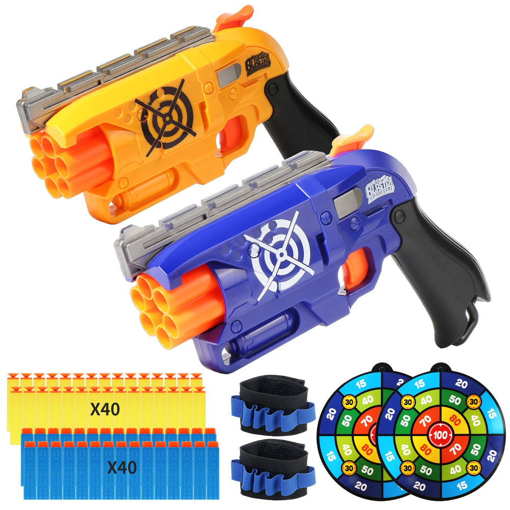 RLZHLYC Nerf-compatible dart blaster in yellow and blue for imaginative play.