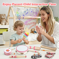 Rmischolar pink hand bells encourage shared play and fine motor coordination