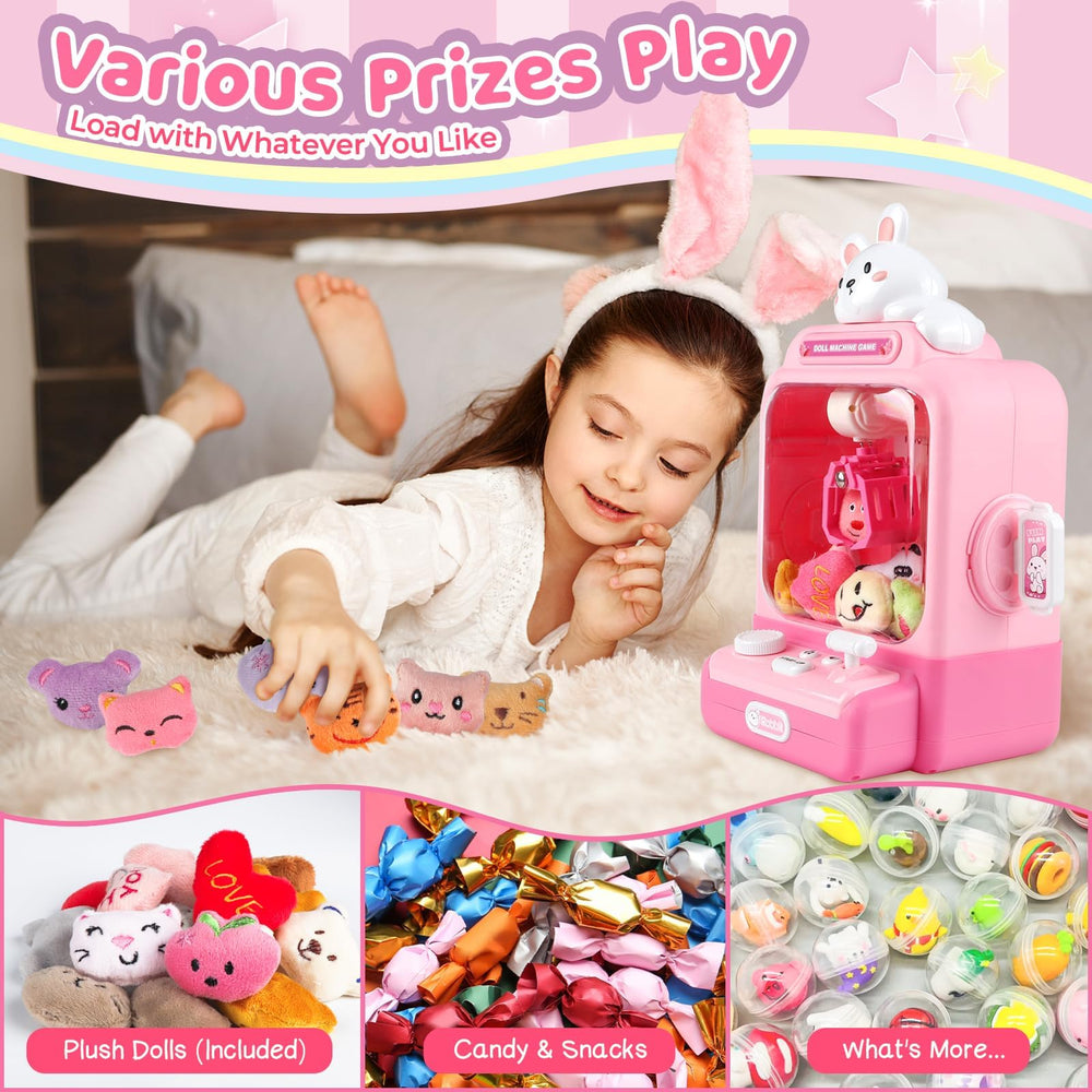 Rmischolar Bunny Claw Machine LED windows showcase prizes during play.