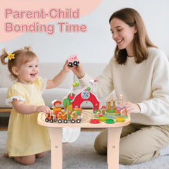 Rmischolar Farm Activity Table magnetic train encourages imaginative play.