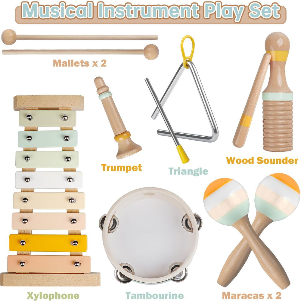 Rmischolar full wooden instruments set shown in a neutral playroom