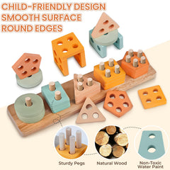 Rmischolar wooden musical toys featuring tambourine, flute, and bell for rhythm practice