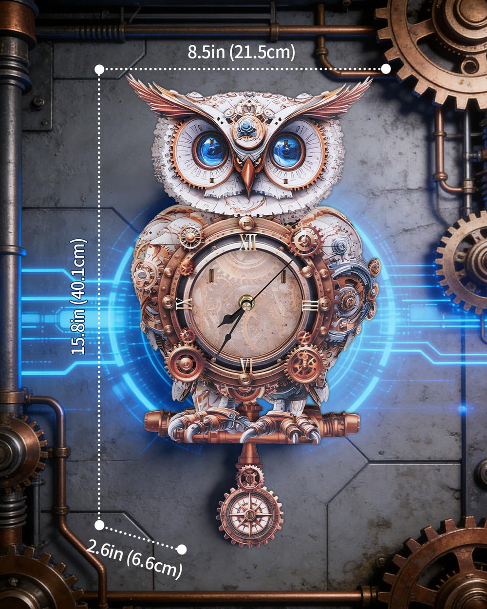 Rnfinewow 3D Owl Clock Puzzle side view highlighting compact footprint