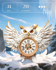 Rnfinewow snowy owl clock desk display for convenient timekeeping.