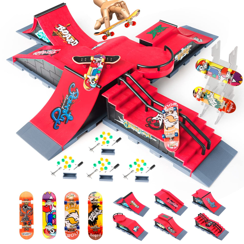 RNGODO fingerboard ramps full set for a portable, expandable skatepark