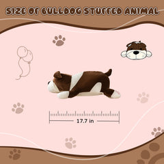 Rniuc brown bulldog plush, 23.6 inches, large comforting companion.