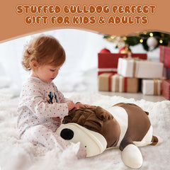 Rniuc brown bulldog plush, 31.4 inches, great body pillow alternative.