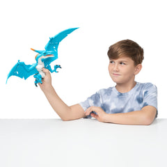 Robo Alive Dino Action Pteradactyl demonstrates dynamic poses for engaging pretend hunts.