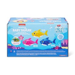 Robo Alive Junior Baby Shark yellow uses water activation for tub play