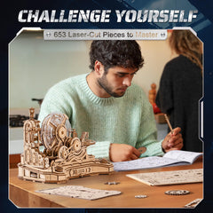 ROBOTIME 3D marble run finish with victory flag signals progress and achievement.