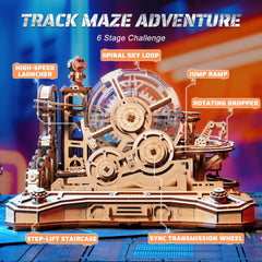 ROBOTIME 3D marble run five-track layers enables deeper puzzle exploration.