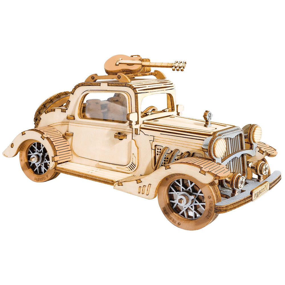 ROBOTIME 3D car puzzle kit packaging highlights gift potential.
