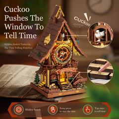 Robotime 3D cuckoo clock with two lights creates a magical night scene