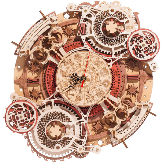 ROBOTIME 3D wooden wall clock focuses on assembly for chic home decor