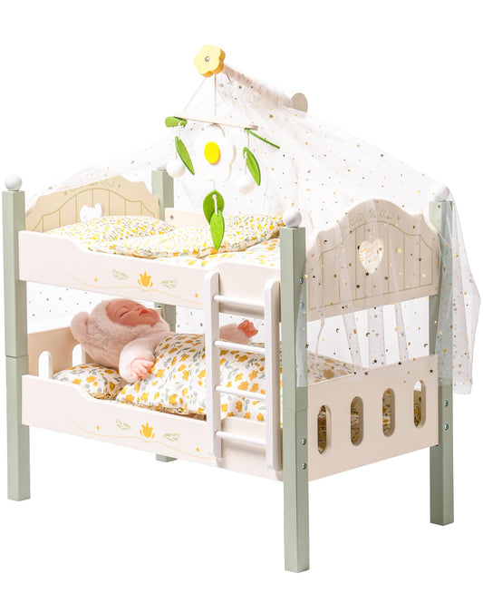 ROBOTIME baby doll bunk bed green with easy assembly