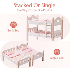 ROBOTIME wooden doll bed close-up highlights natural material and durability.