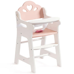 ROBOTIME Baby Doll High Chair tray guides neat mealtimes for 18-inch dolls.