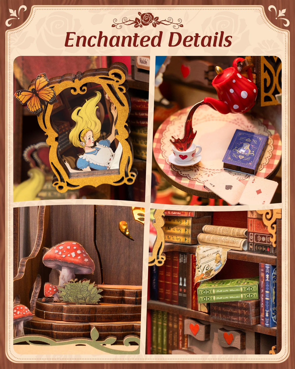 ROBOTIME Book Nook floating Alice creates whimsical storytelling in your display