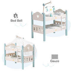 Robotime bed curtains and bells add decorative details.