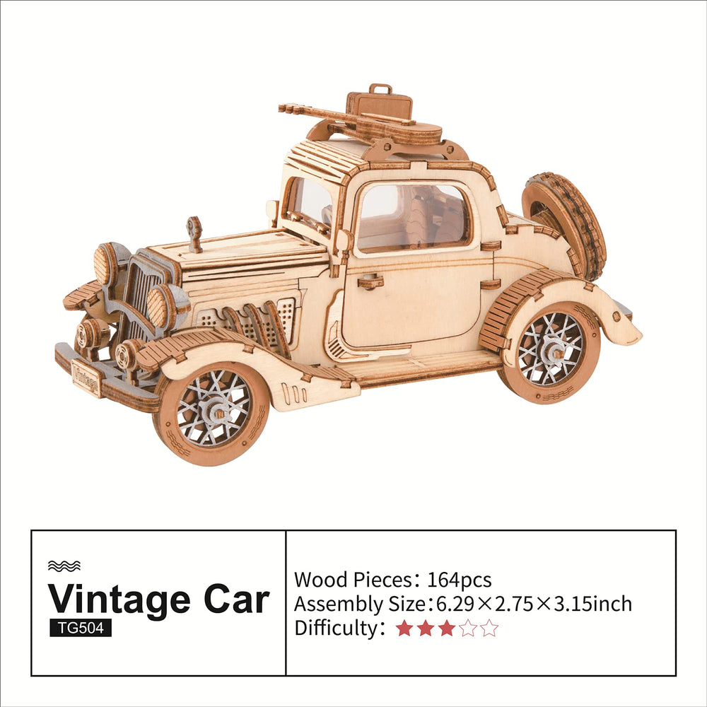 ROBOTIME DIY car model instruction manual opened guides step-by-step assembly.
