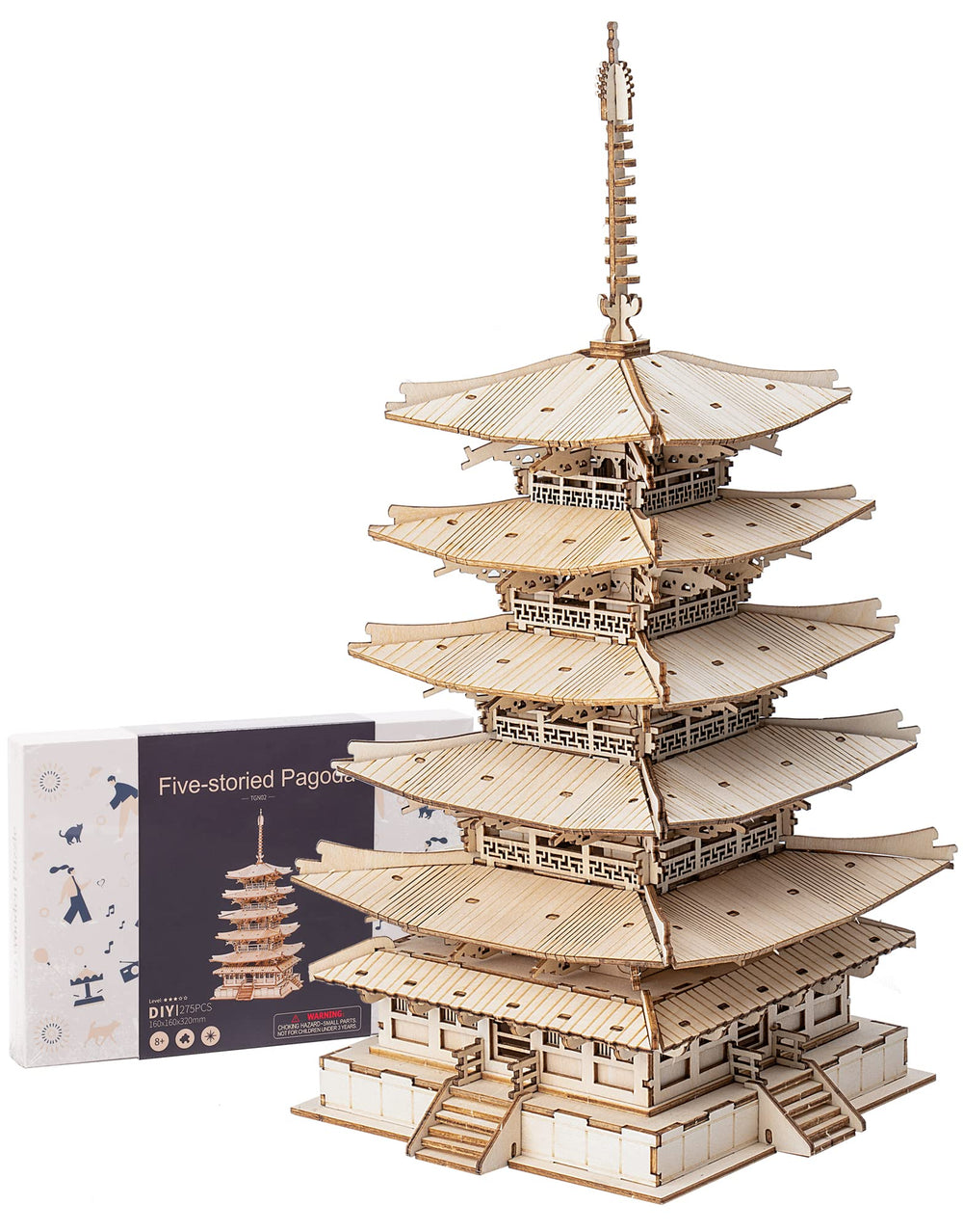 ROBOTIME Pagoda packaging demonstrates gift-ready presentation for architecture lovers