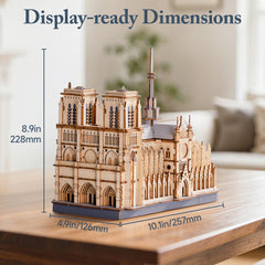 ROBOTIME Notre-Dame Gothic arches inspire study or living room display.