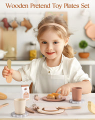 ROBOTIME play kitchen dishes set rounded edges ensures child safety