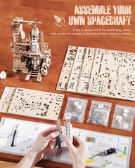 ROBOTIME Space Shuttle desk display showcases a sturdy wooden model.