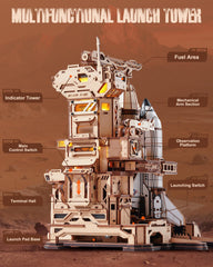 ROBOTIME Space Shuttle push-pull control panel offers tactile interaction while building.