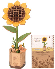 ROBOTIME Sunflower 3D puzzle packaging detail, ready-to-gift presentation.